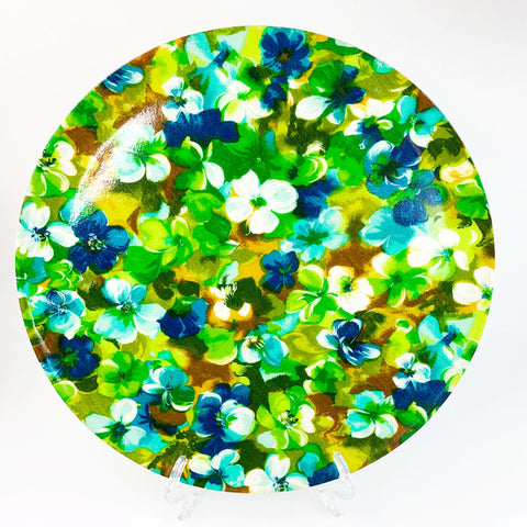 Vintage Fiberglass Mid Century Modern Floral Tray