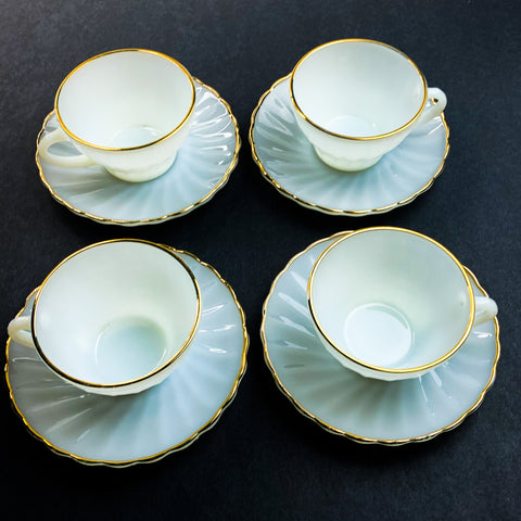 Vintage Anchor Hocking Cup With Saucer Gold Trim