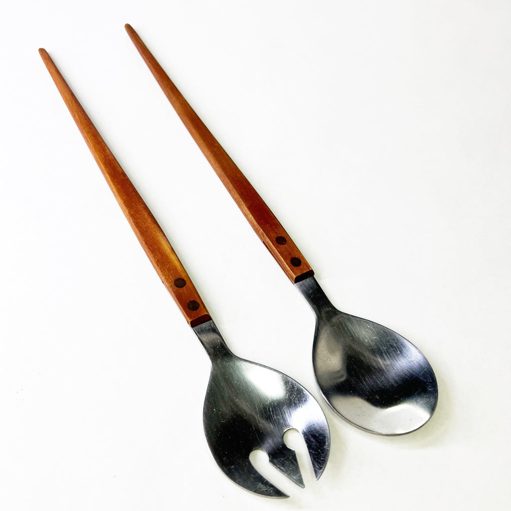 MCM Arnart Teak Wood Salad Set Stainless Steel JAPAN