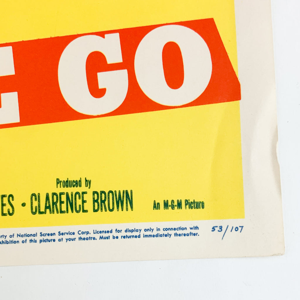 Vintage 1953 MGM Never Let me Go Clark Gable Gene Tierney #3 Lobby Card