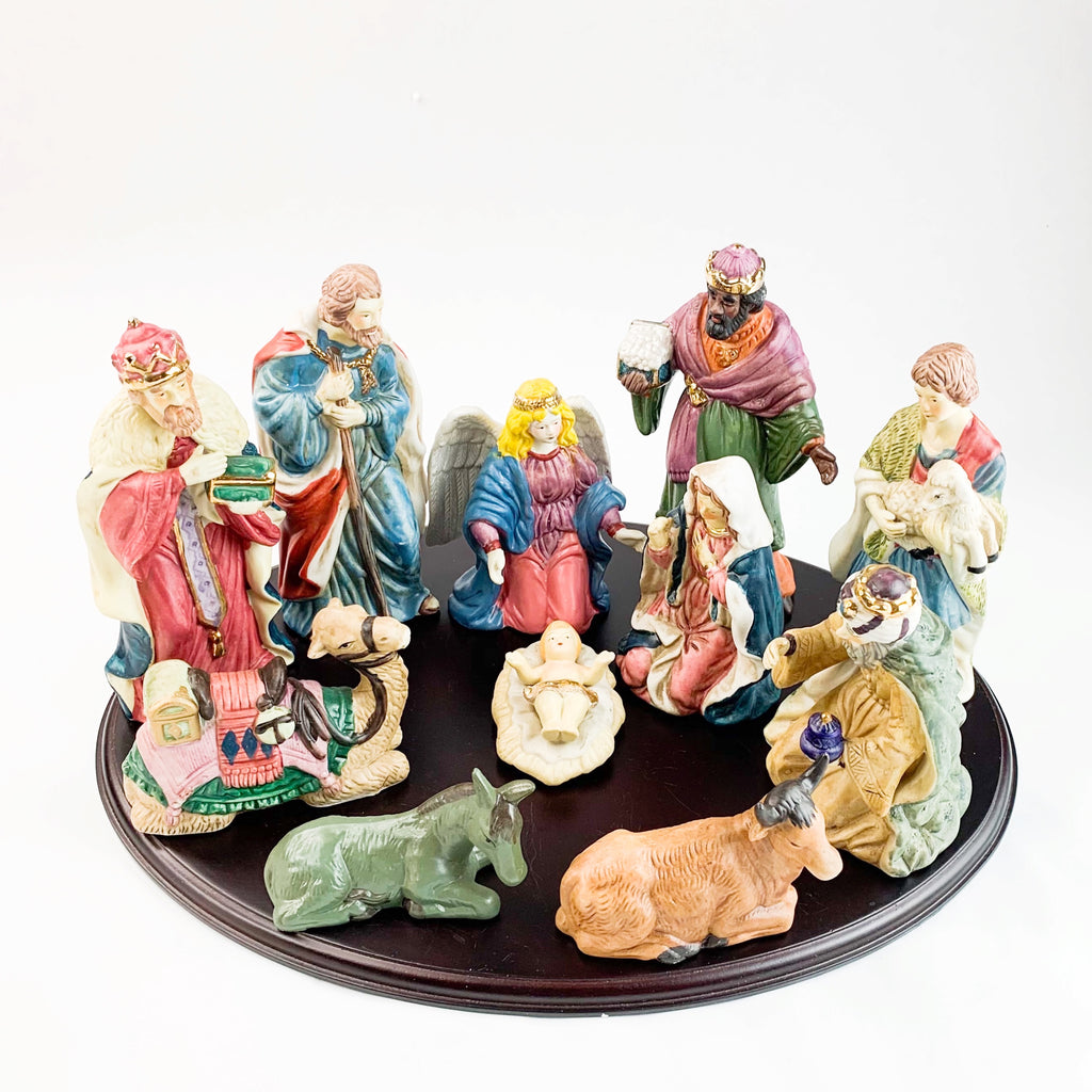 Home for the Holidays Christmas 12 Piece Hand Painted Porcelain Nativity Set