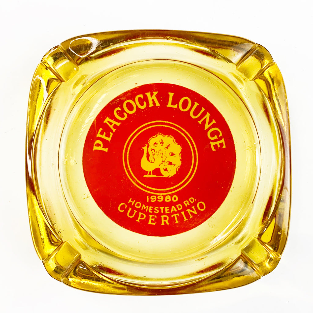 Vintage Peacock Lounge Cupertino Glass Ashtray