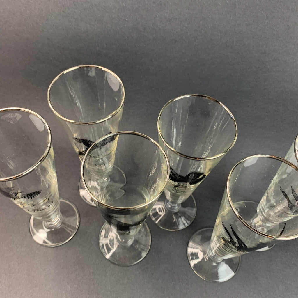 Vintage Silver Rim Footed Game Bird Glasses