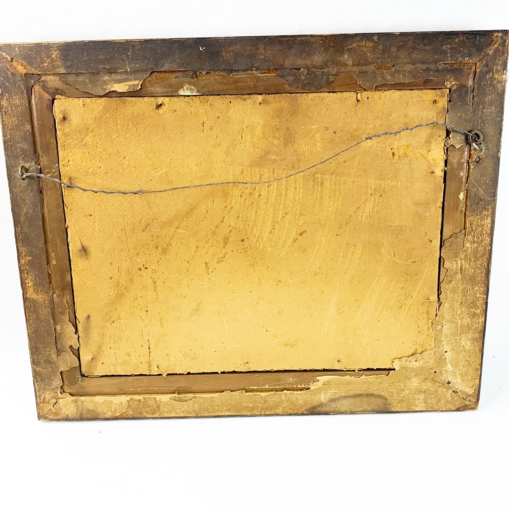 Antique Landscape Animals Signed Wood Framed Art