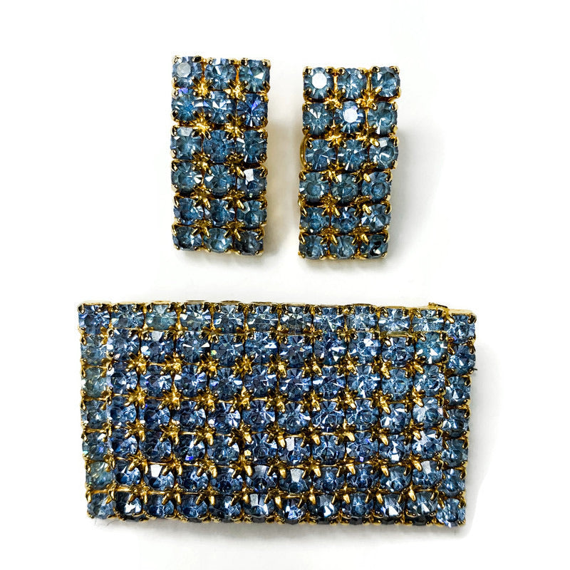 Vintage Blue Rhinestone Pin Brooch