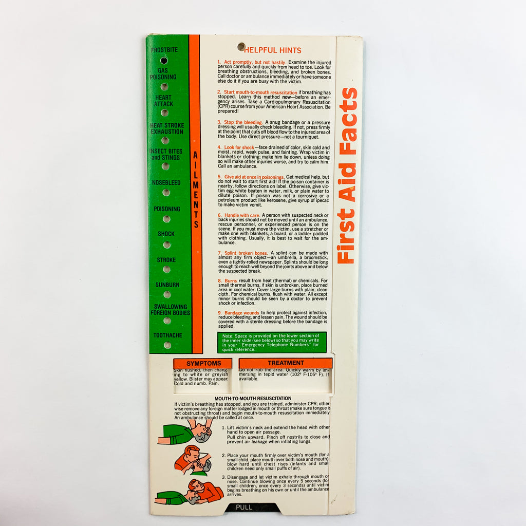 First Aid Facts Symptoms And Treatment Helpful Hint Guide Vintage 1980