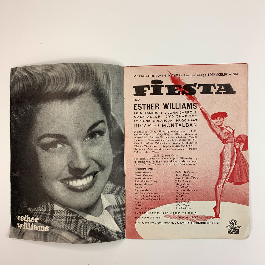 Fiesta Esther Williams Akim Tamiroff Danish Souvenir Movie Program