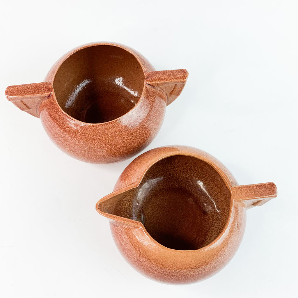 Vintage Permaclay Black Hills, SD Sugar and Creamer Art Deco Pottery set