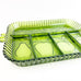 Vintage Divided Green Glass Fruit Design Serving Tray