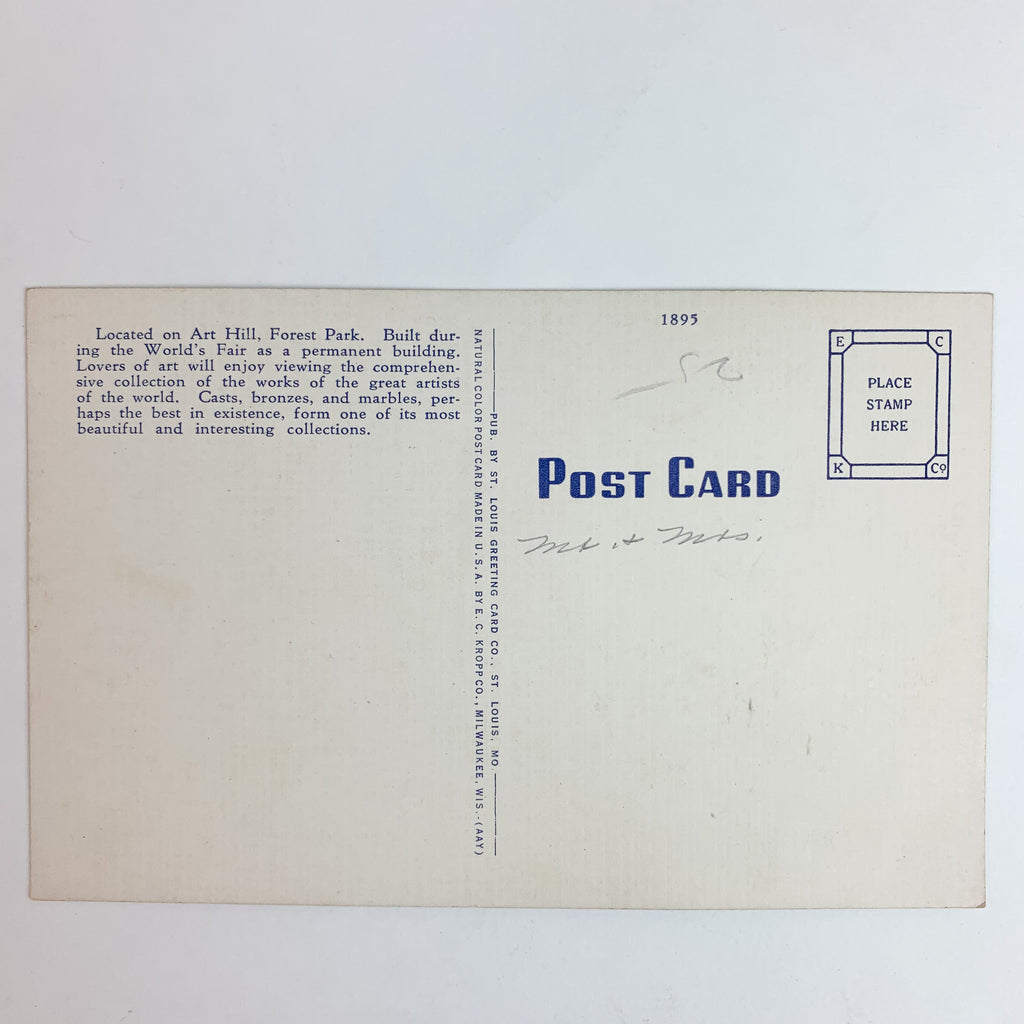 Art Museum Forest Park St. Louis Missouri MO Postcard