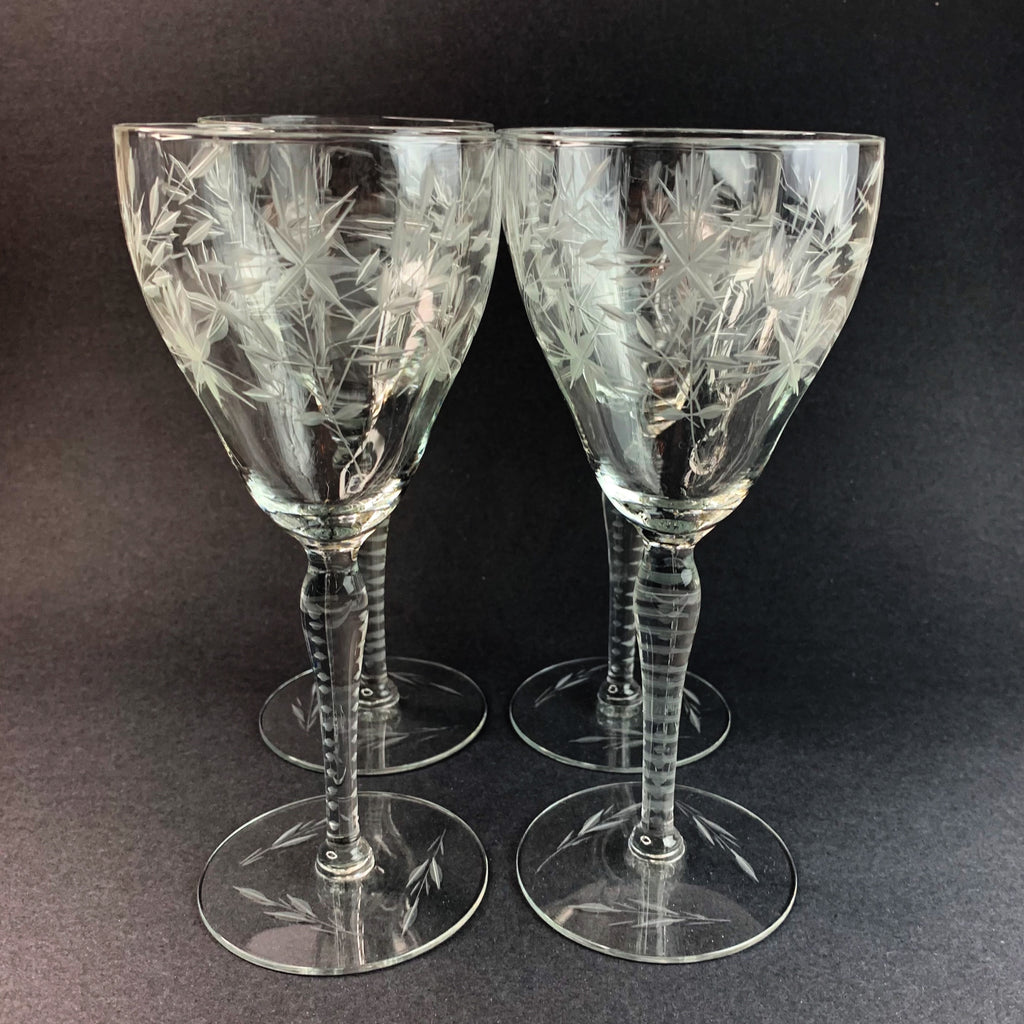 Vintage Champagne Cut Stem Glasses
