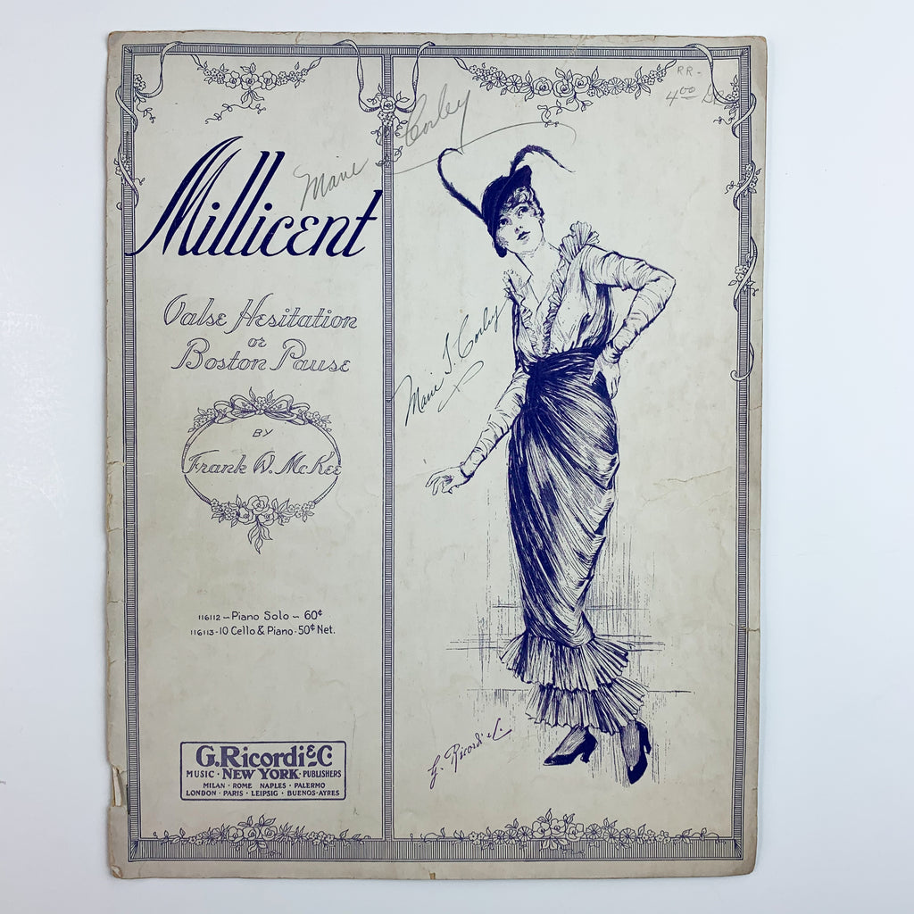 Vintage Millicent Valse Hesitation or Boston Pause Frank W. McKee Sheet Music