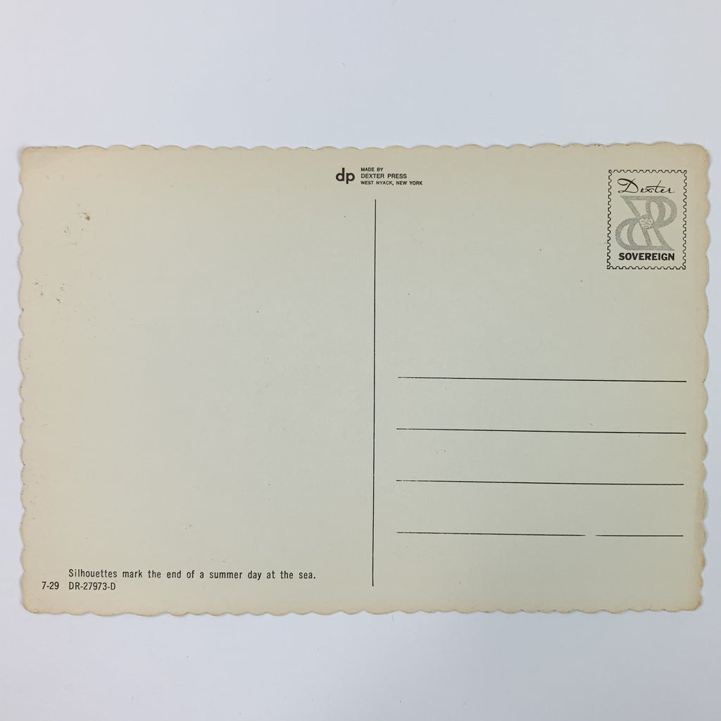 Silhouettes in a Reflecting Sun Vintage Postcard