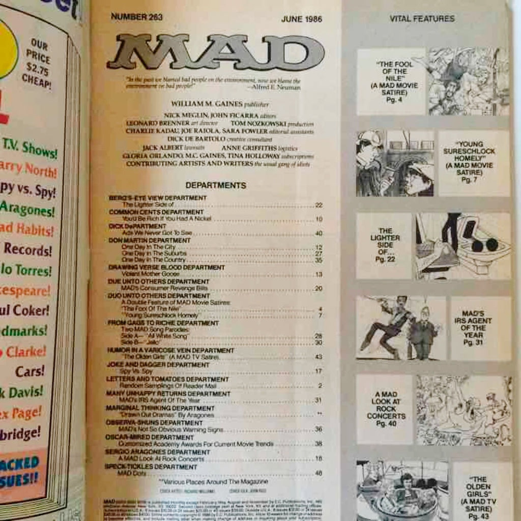 Mad Magazine June 1986 No 263 Missing Tooth