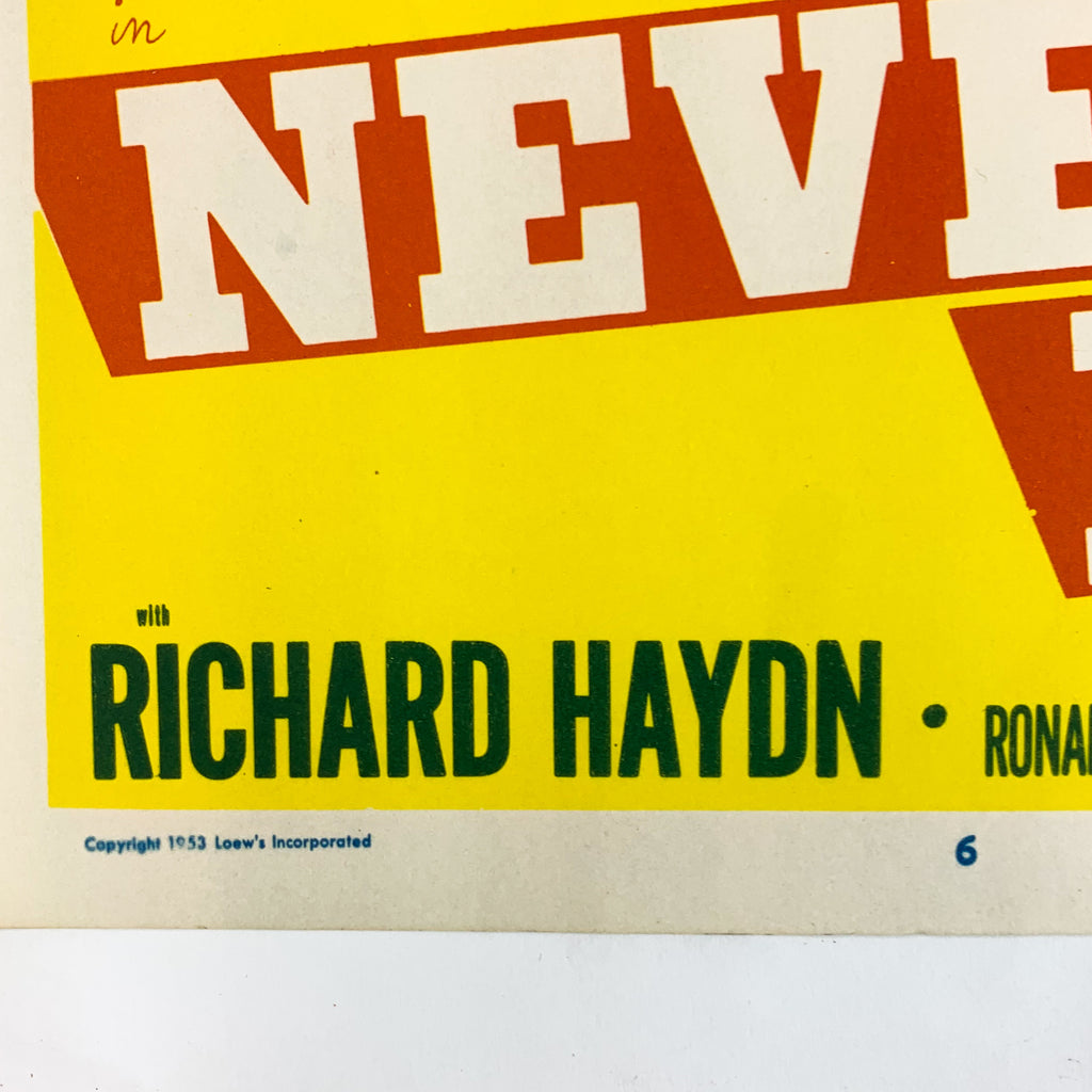 Vintage 1953 MGM Never Let me Go Clark Gable Gene Tierney #6 Lobby Card