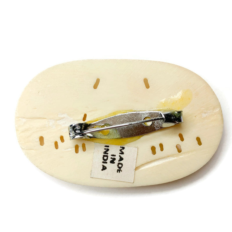 Vintage  Celluloid Carved Elephant Brooch Pin