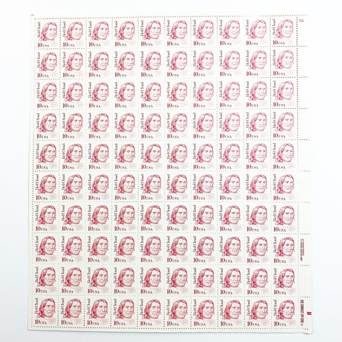 1987 Red Cloud Stamp Sheet 100 USA Stamps 10 Cent