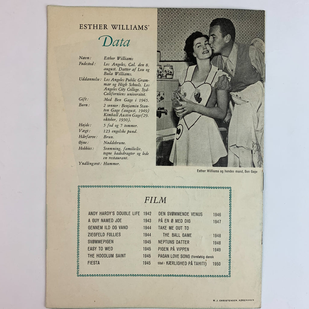 Pigen Pa Vippen Esther Williams Van Johnson Technicolor Movie Program