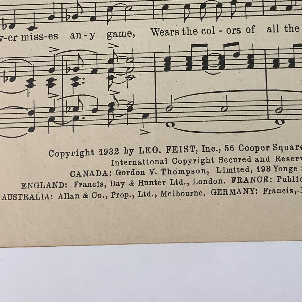 All American Girl 1932 Sheet Music Football Player Cove Fox Trot Song