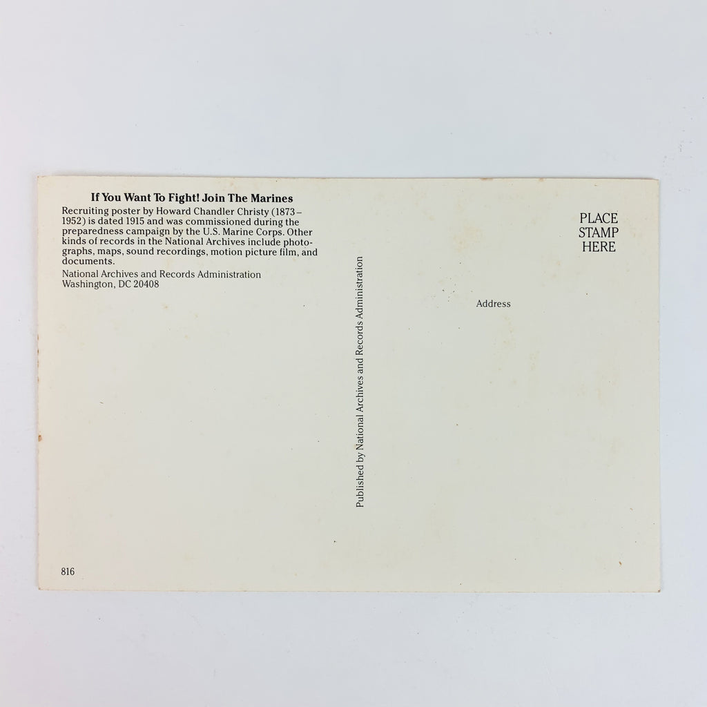 If You Want To Fight Join The Marines National Archives Postcard