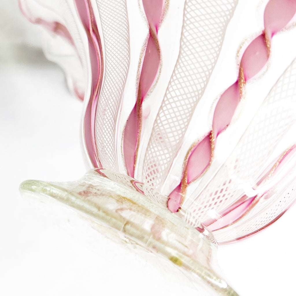 Vintage AVEM Pink Twisted Design Glass Bowl