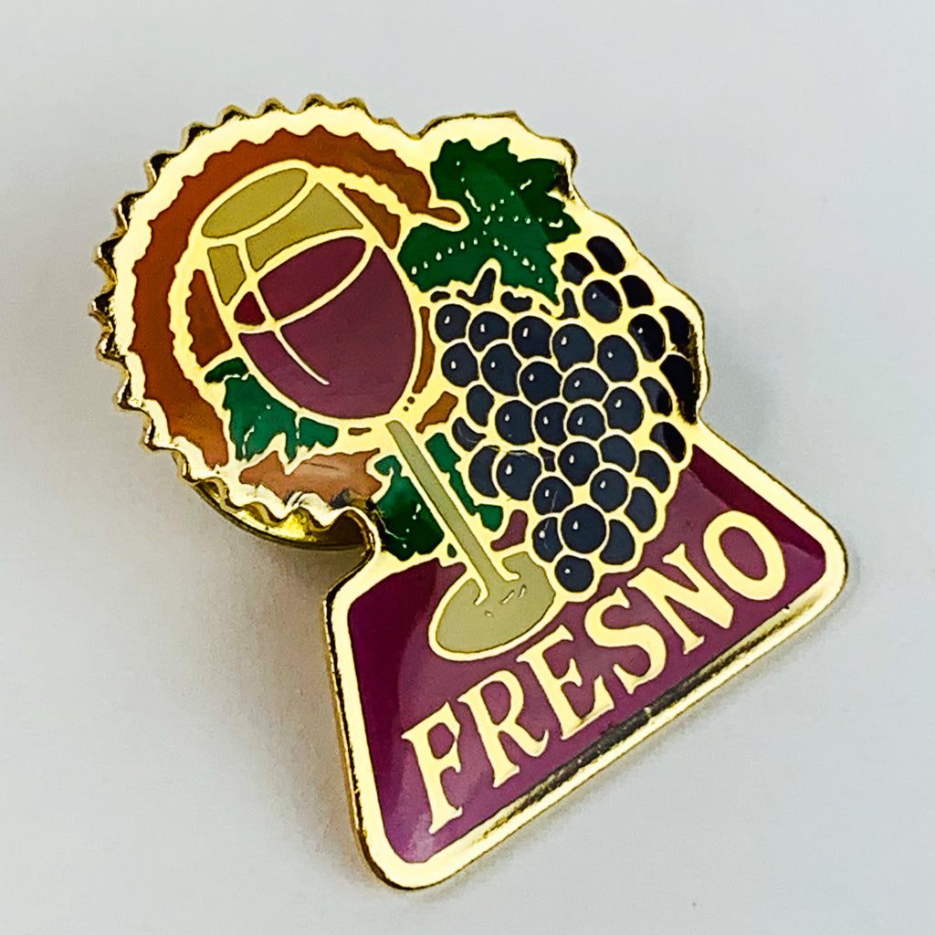 Fresno California Fresno Wine Glass Grape Lapel Pin
