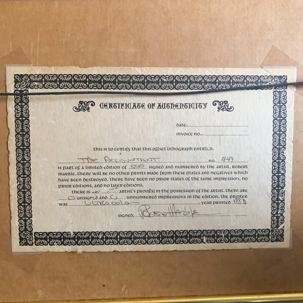 Robert Marble Signed Frame Artist COA