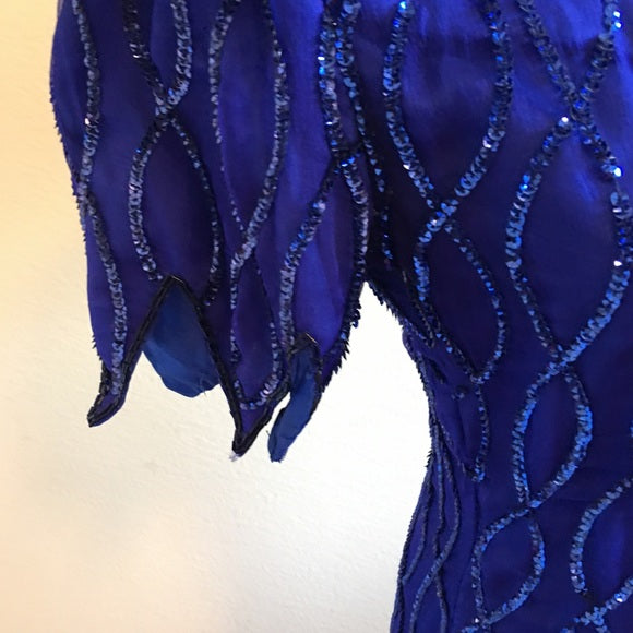 Vintage Laurence Kazar New York Blue Evening Dress