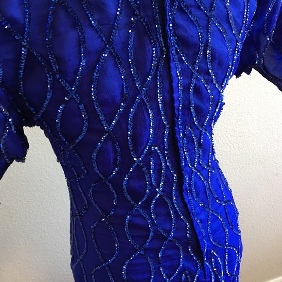 Vintage Laurence Kazar New York Blue Evening Dress