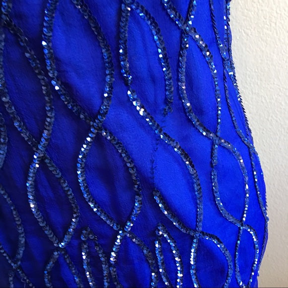 Vintage Laurence Kazar New York Blue Evening Dress