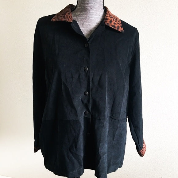 Vintage Jane Ashley Cheetah Collared Button Down