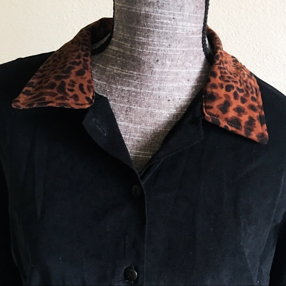 Vintage Jane Ashley Cheetah Collared Button Down