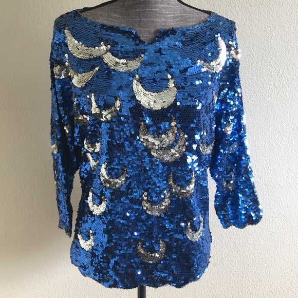 Vintage Sequin Moon Blouse Top