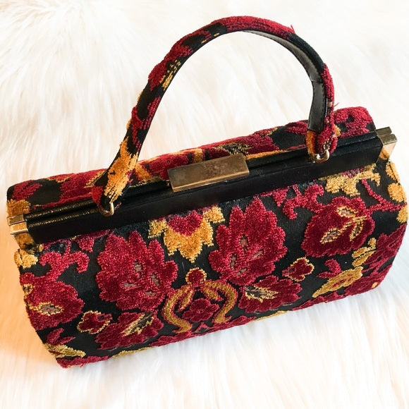 Vintage MEYERS Tapestry Cut Velvet Handbag