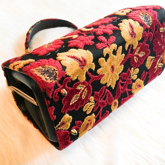 Vintage MEYERS Tapestry Cut Velvet Handbag