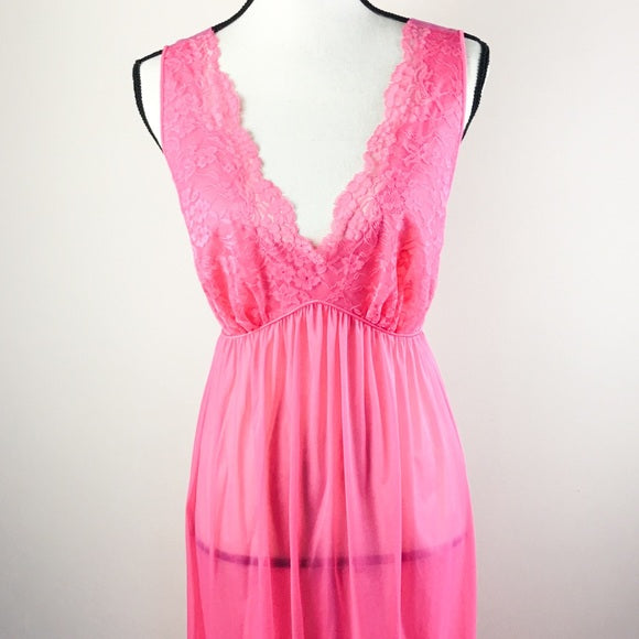 Vintage Vanity Fair Long Lace Lingerie Nightgown