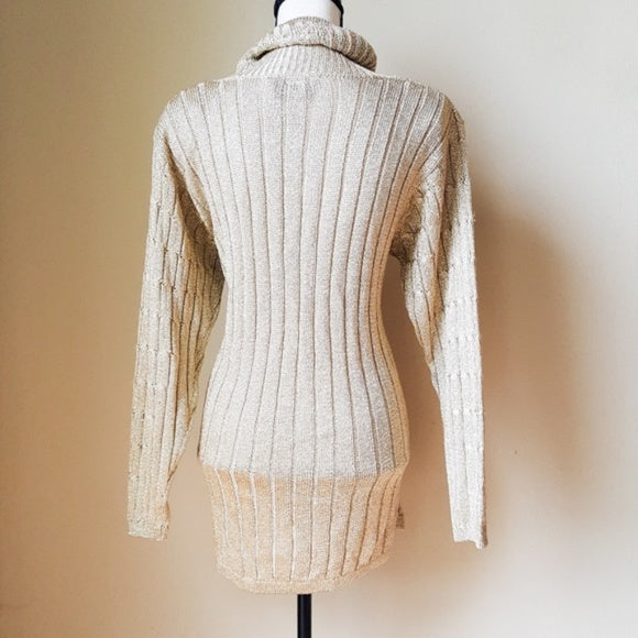 Vintage 2PC Suzette Gold Knit Sweater Stirrup Pant