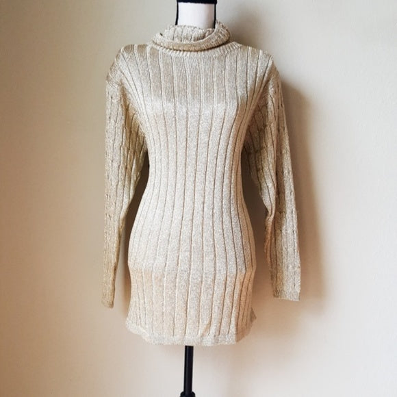 Vintage 2PC Suzette Gold Knit Sweater Stirrup Pant