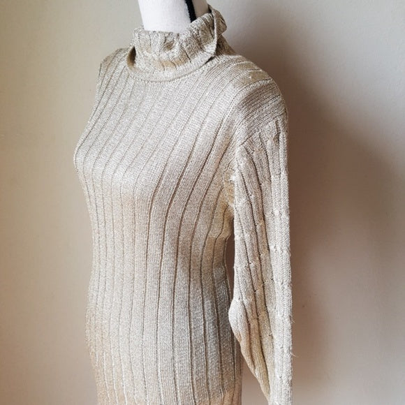 Vintage 2PC Suzette Gold Knit Sweater Stirrup Pant