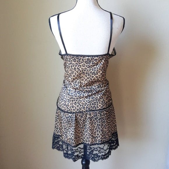 Vintage Vassarette Leopard Print Camo Top & Slip