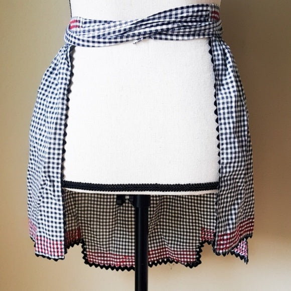 Vintage Gingham Pattern Red Embroidery Apron