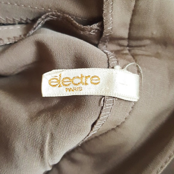 VTG electre Paris Tan Pleated Polka Dot Skirt