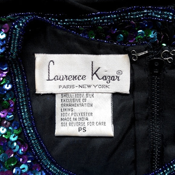 Vintage Laurence Kazar Silk Sequin Sleeveless Top