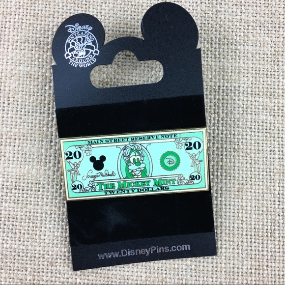 Disney The Mickey Mint $20 Dollar Bill Goofy Pin