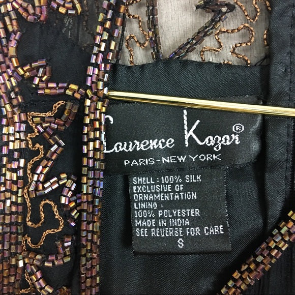 Laurence Kazar Beaded Sleeveless Evening Silk Top