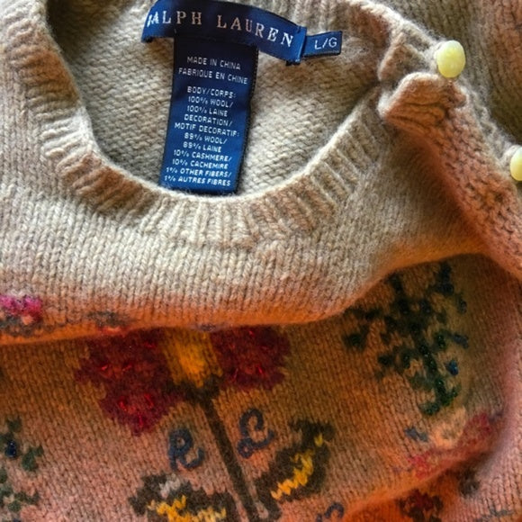 Vtg Ralph Lauren Hand Knit Sweater Est 1967