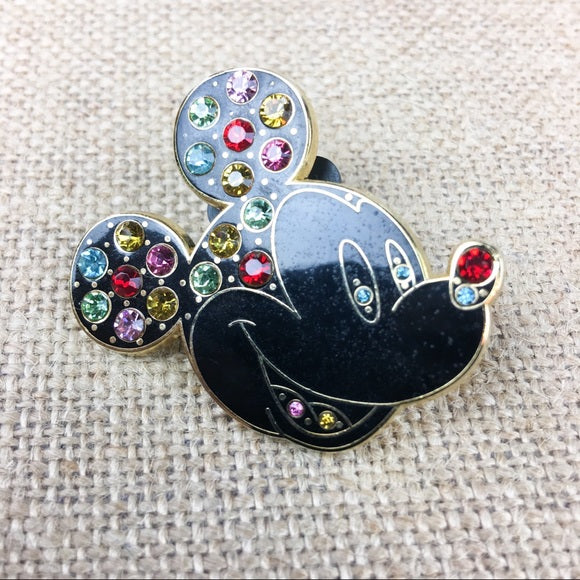 Disney Mickey Mouse Muti Color Jeweled Head Pin