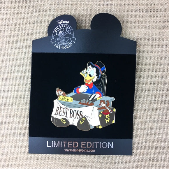 Scrooge McDuck Chip & Dale Best Boss Money Bag Pin