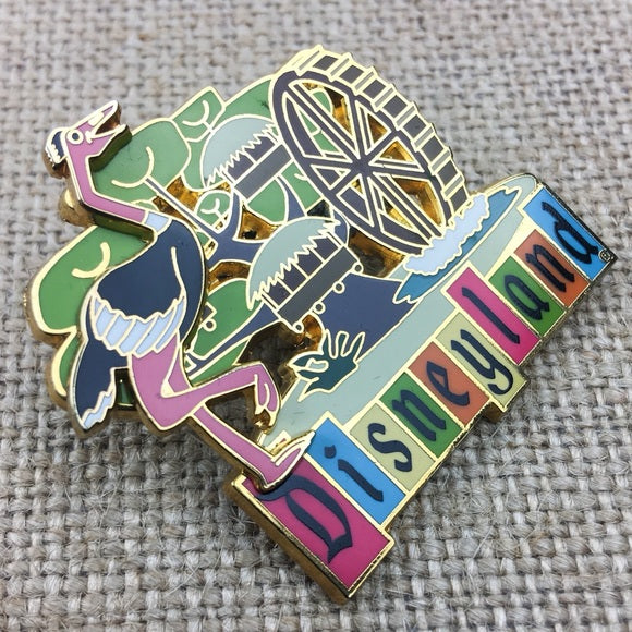 Disneyland 50th Anniversary Retro Collection 3D Pink Fmaingo Pin