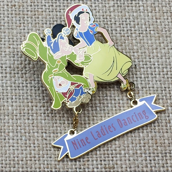 Disney Snow White Nine Ladies Dancing Christmas Collection 2004 Dangle Pin